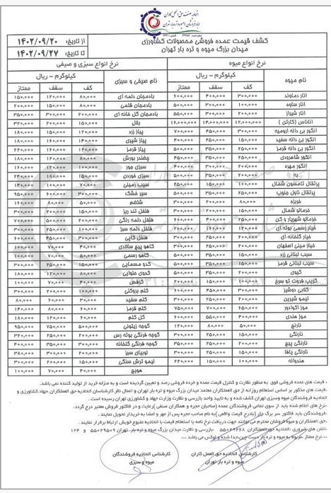 جدول-قیمت