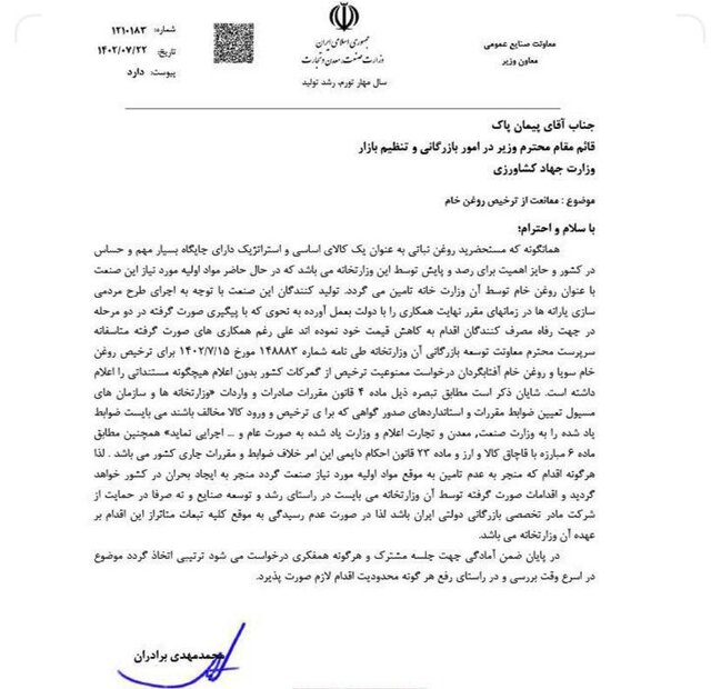 واردات روغن